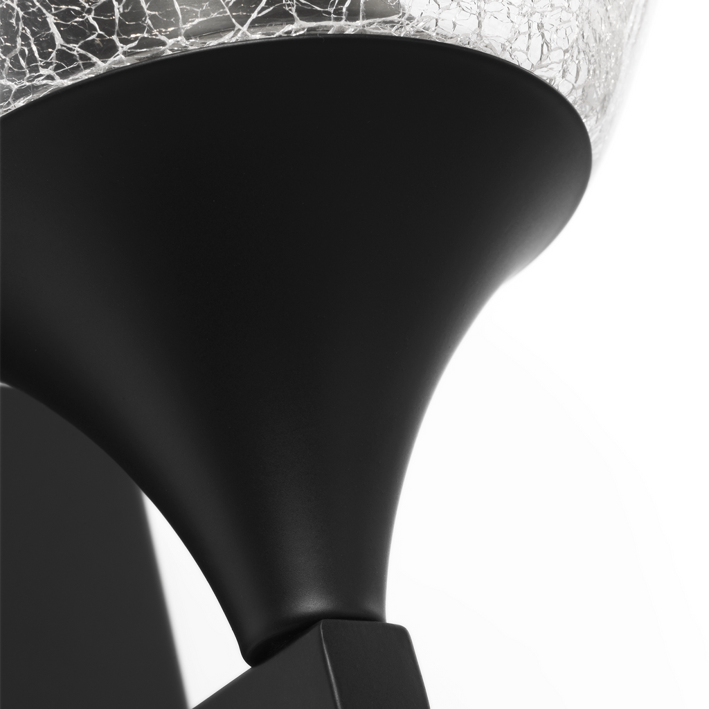 Toffino 1-Light Bath Sconce | Midnight Black | Clear Crackle Glass