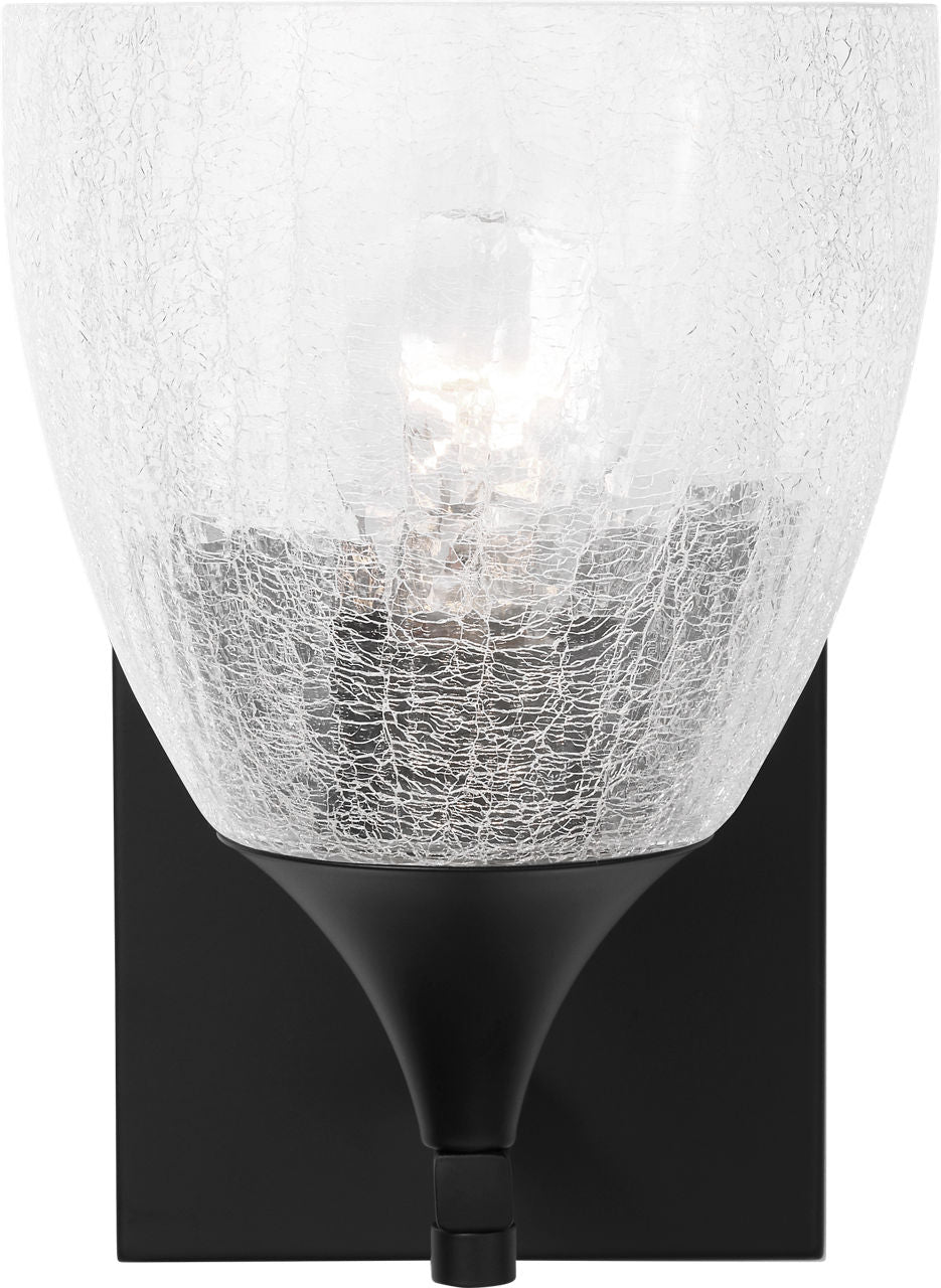 Toffino 1-Light Bath Sconce | Midnight Black | Clear Crackle Glass