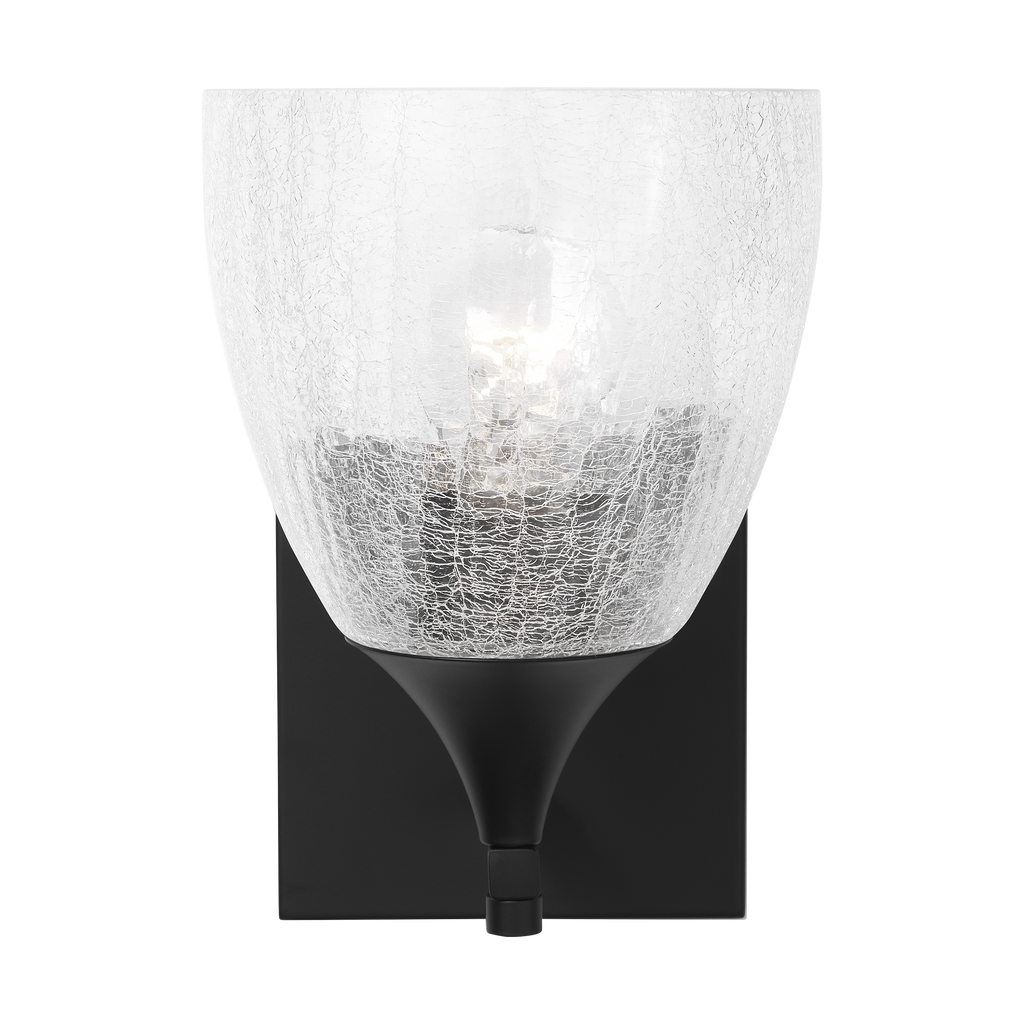 Toffino 1-Light Bath Sconce | Midnight Black | Clear Crackle Glass