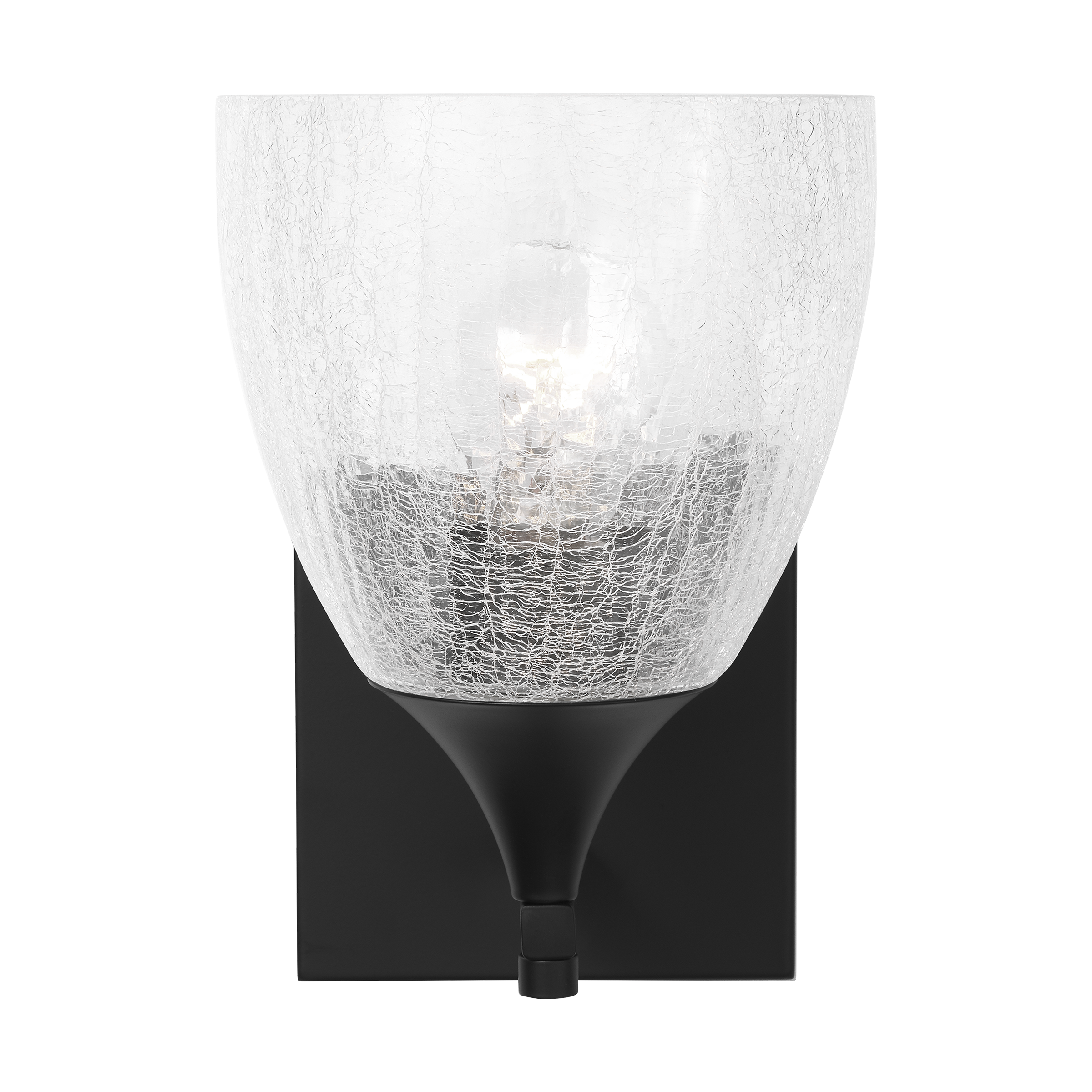 Toffino 1-Light Bath Sconce | Midnight Black | Clear Crackle Glass