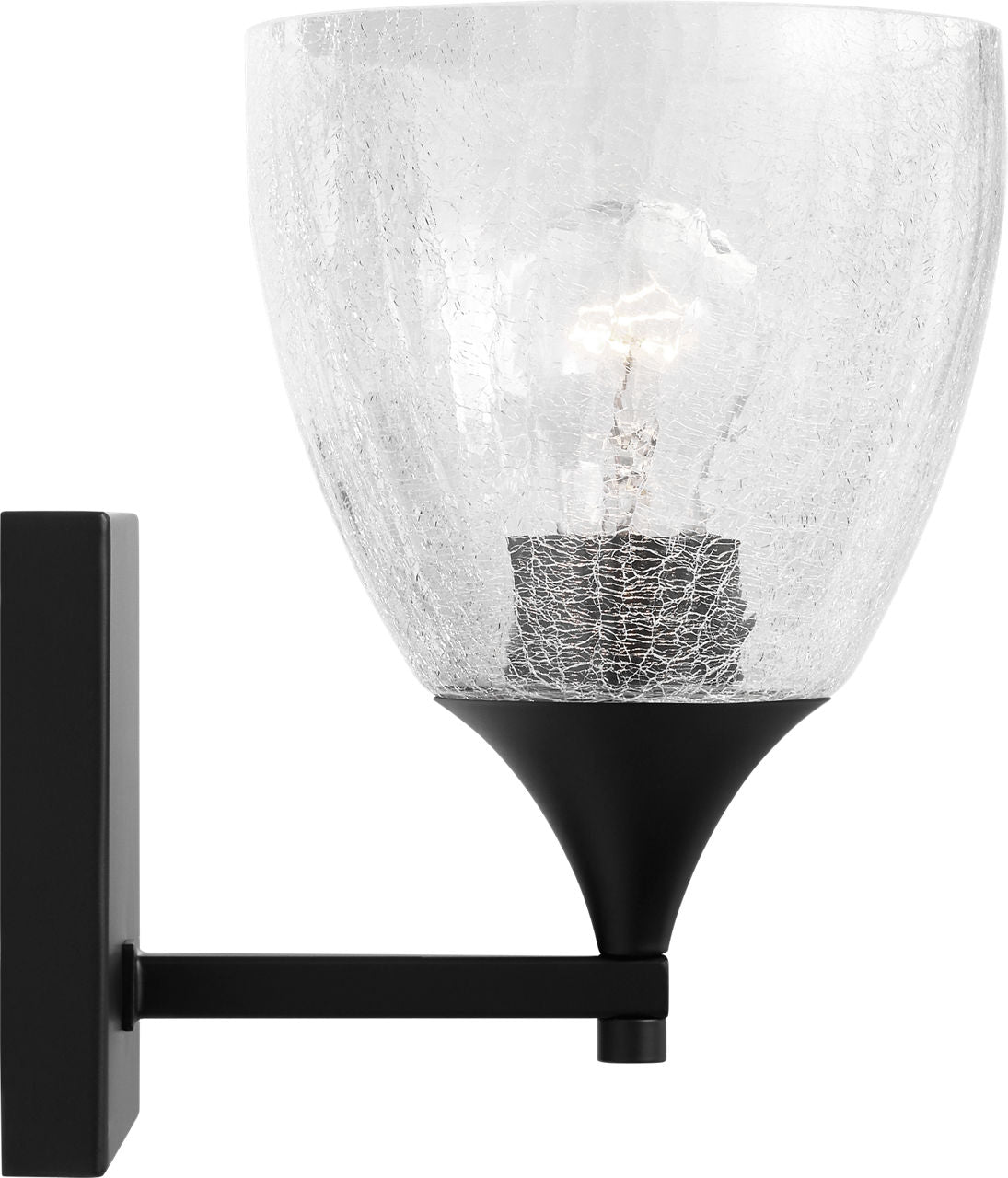Toffino 1-Light Bath Sconce | Midnight Black | Clear Crackle Glass