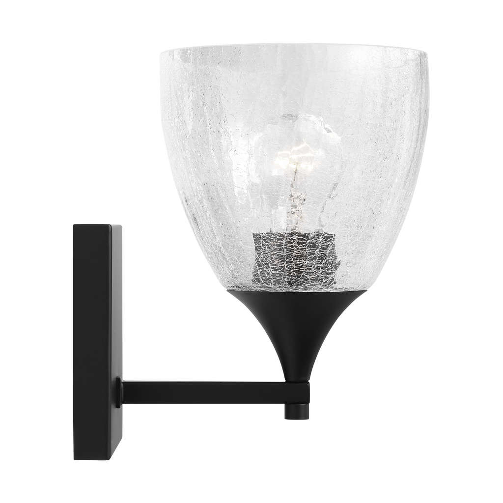 Toffino 1-Light Bath Sconce | Midnight Black | Clear Crackle Glass