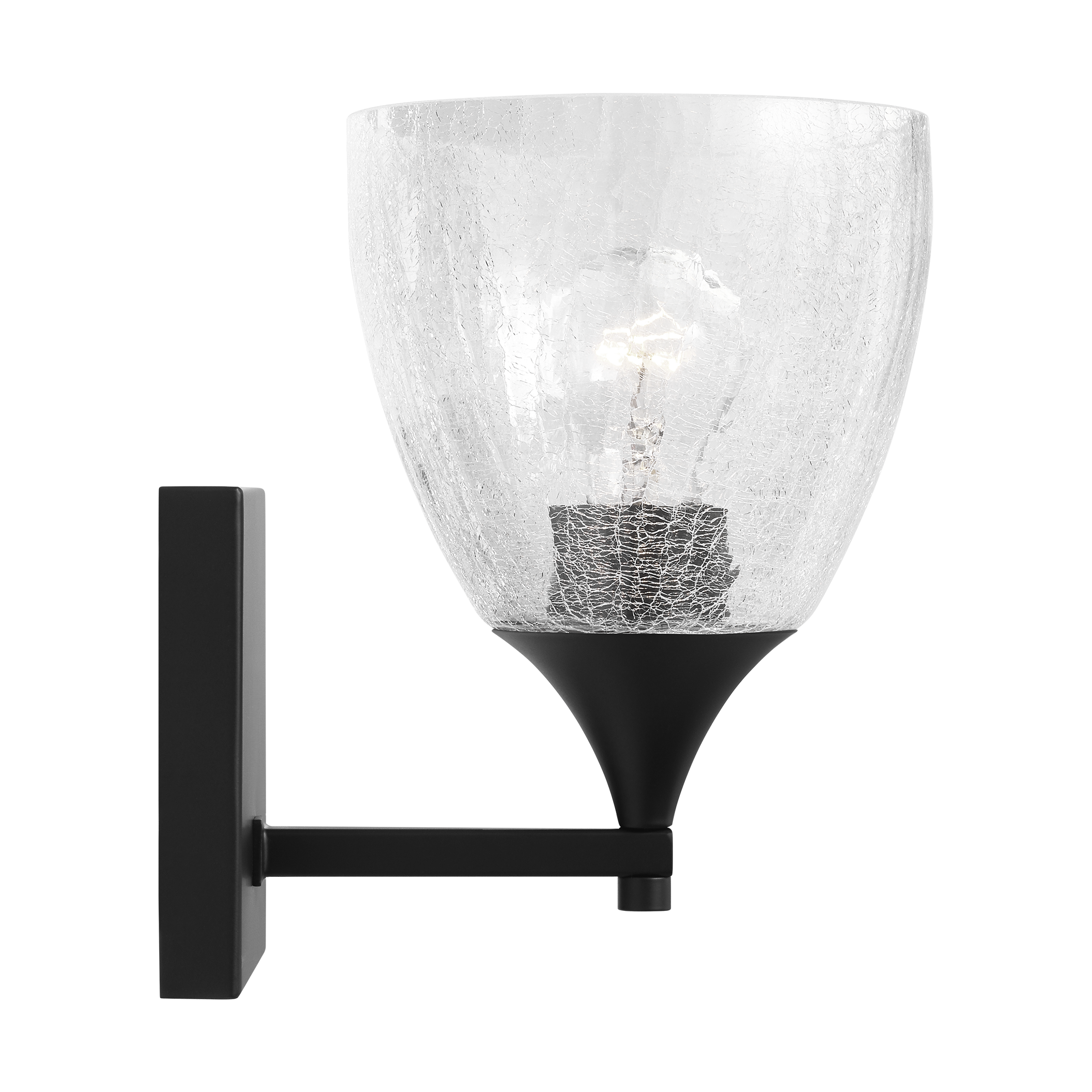 Toffino 1-Light Bath Sconce | Midnight Black | Clear Crackle Glass