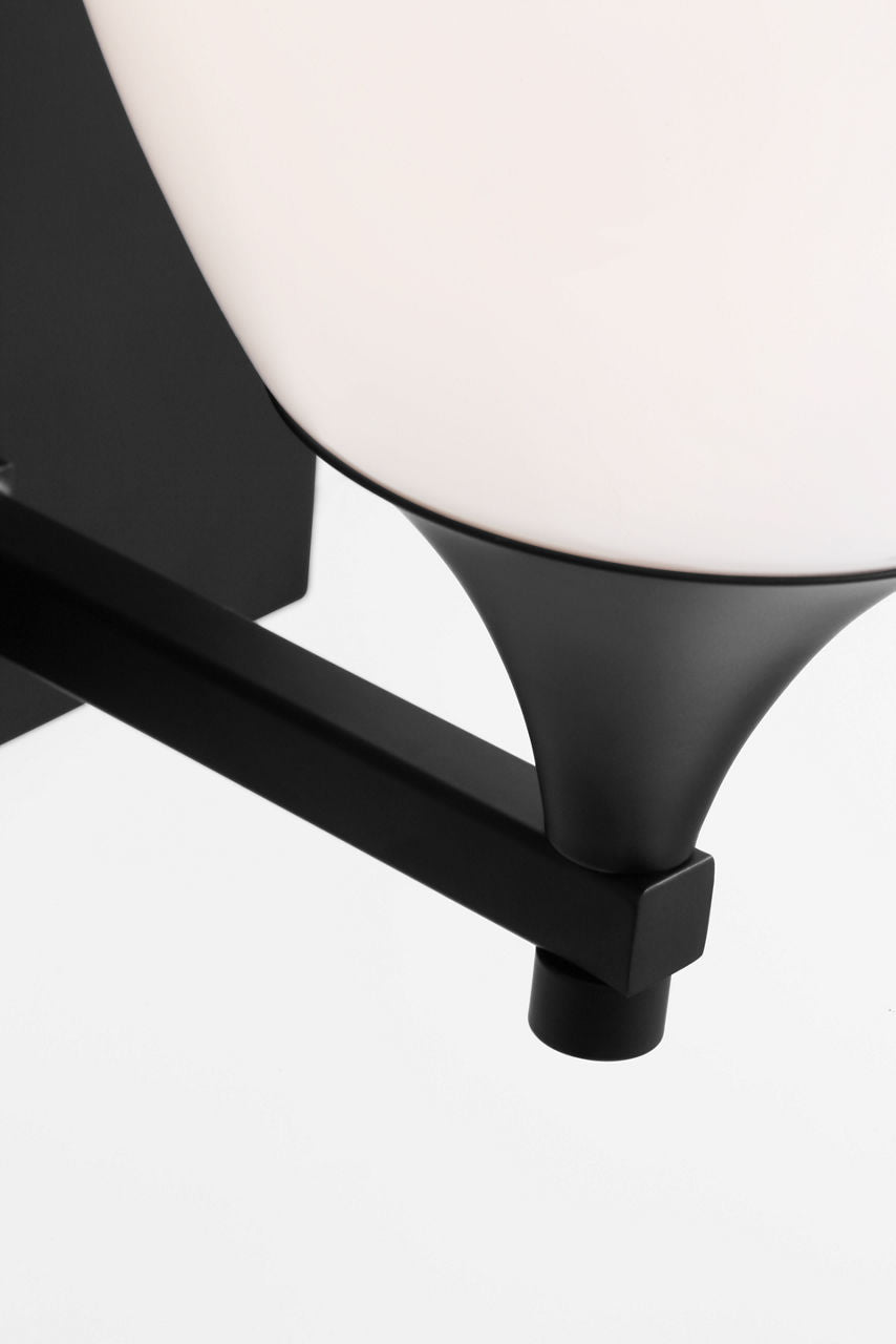 Toffino 1-Light Bath Sconce | Midnight Black | Milk Glass