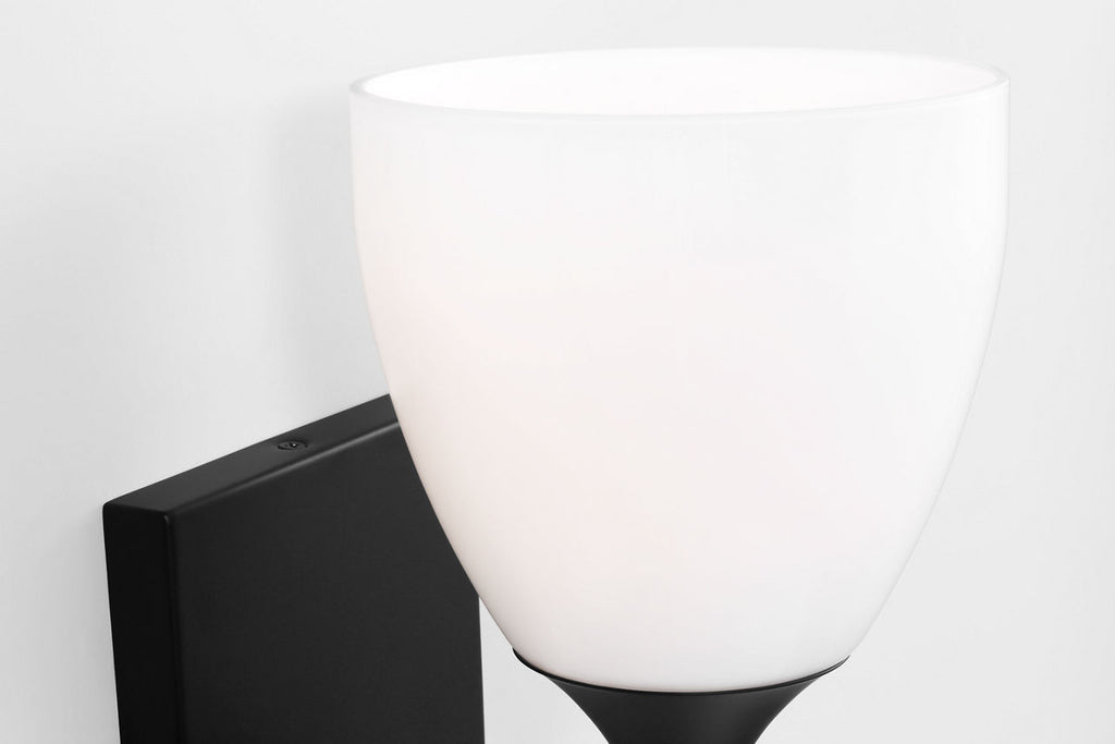 Toffino 1-Light Bath Sconce | Midnight Black | Milk Glass