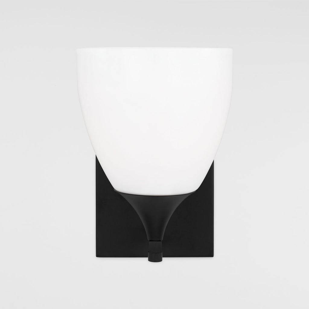 Toffino 1-Light Bath Sconce | Midnight Black | Milk Glass