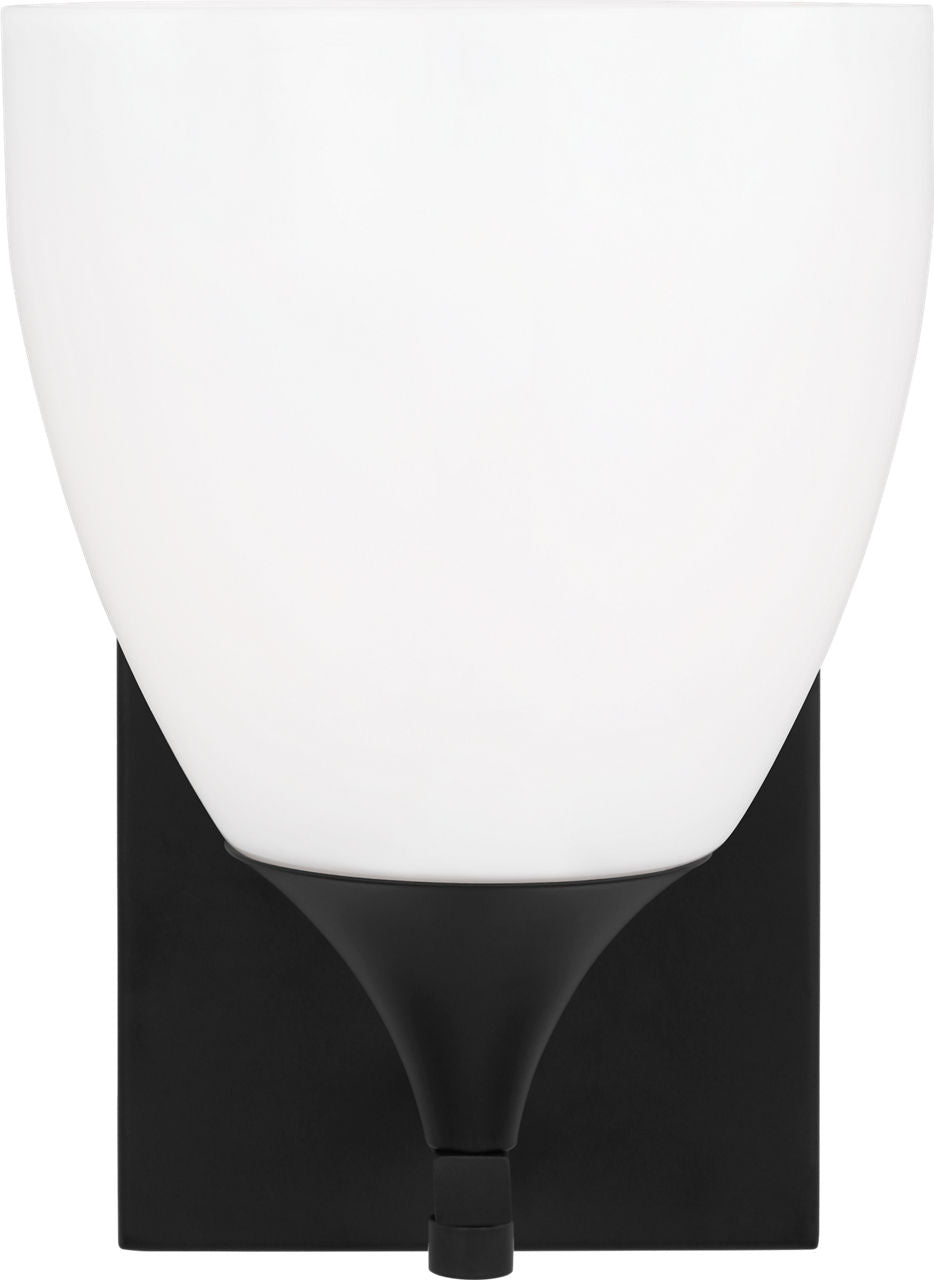Toffino 1-Light Bath Sconce | Midnight Black | Milk Glass