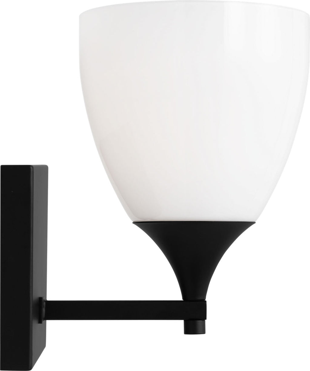 Toffino 1-Light Bath Sconce | Midnight Black | Milk Glass