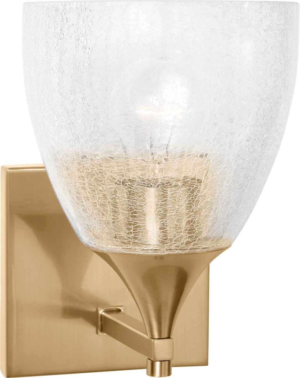 Toffino 1-Light Bath Sconce | Satin Brass | Clear Crackle Glass