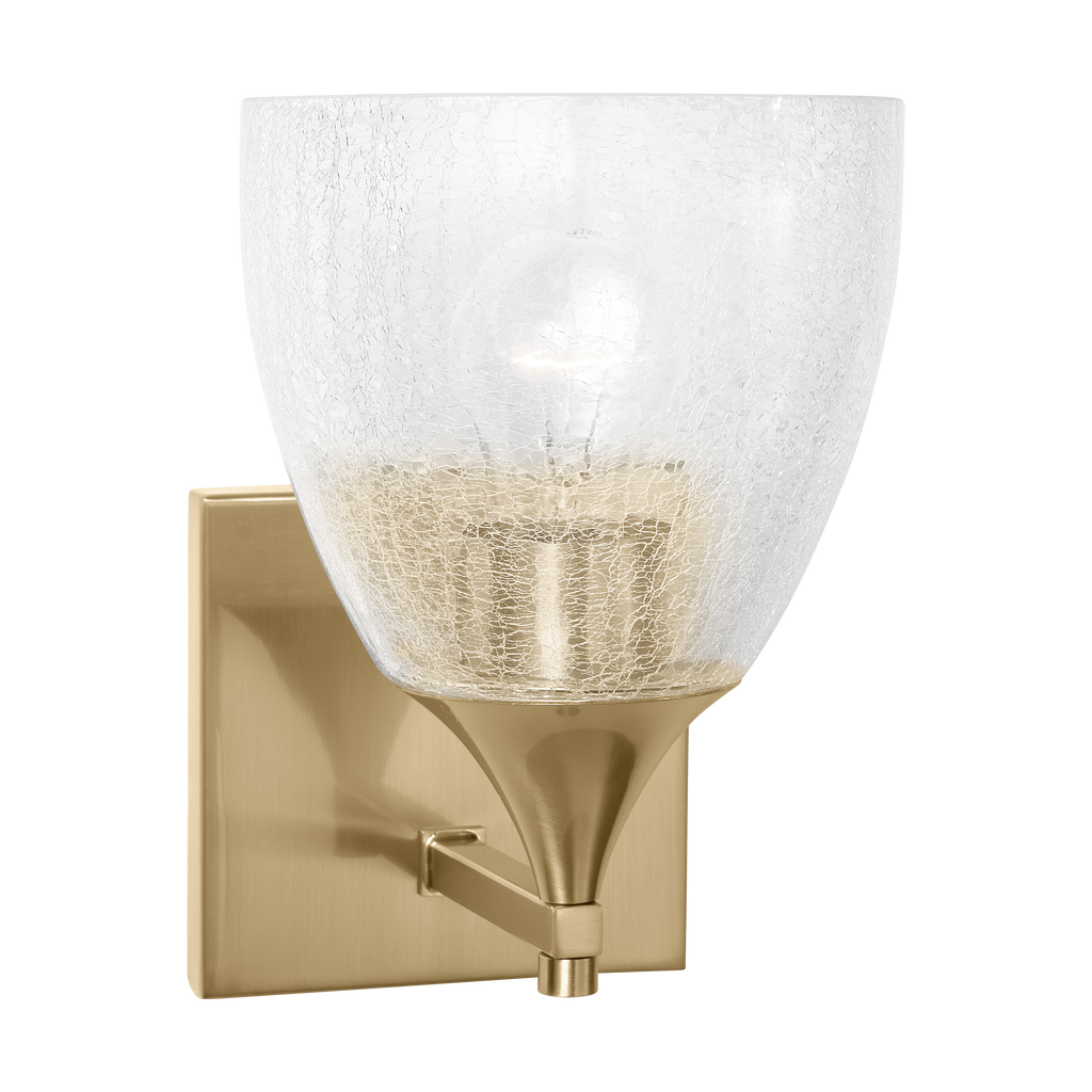 Toffino 1-Light Bath Sconce | Satin Brass | Clear Crackle Glass