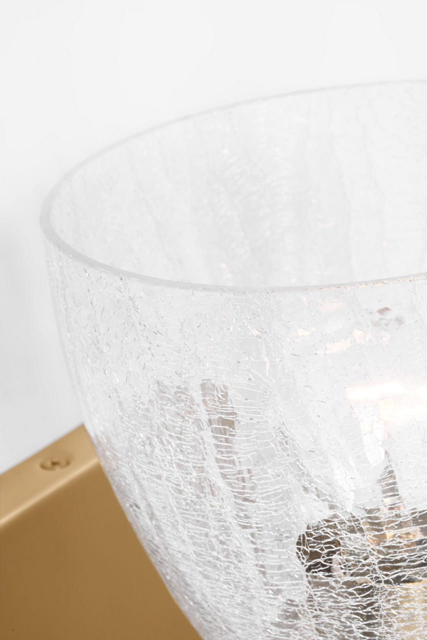 Toffino 1-Light Bath Sconce | Satin Brass | Clear Crackle Glass