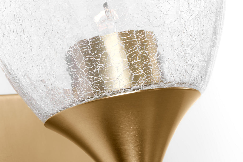 Toffino 1-Light Bath Sconce | Satin Brass | Clear Crackle Glass