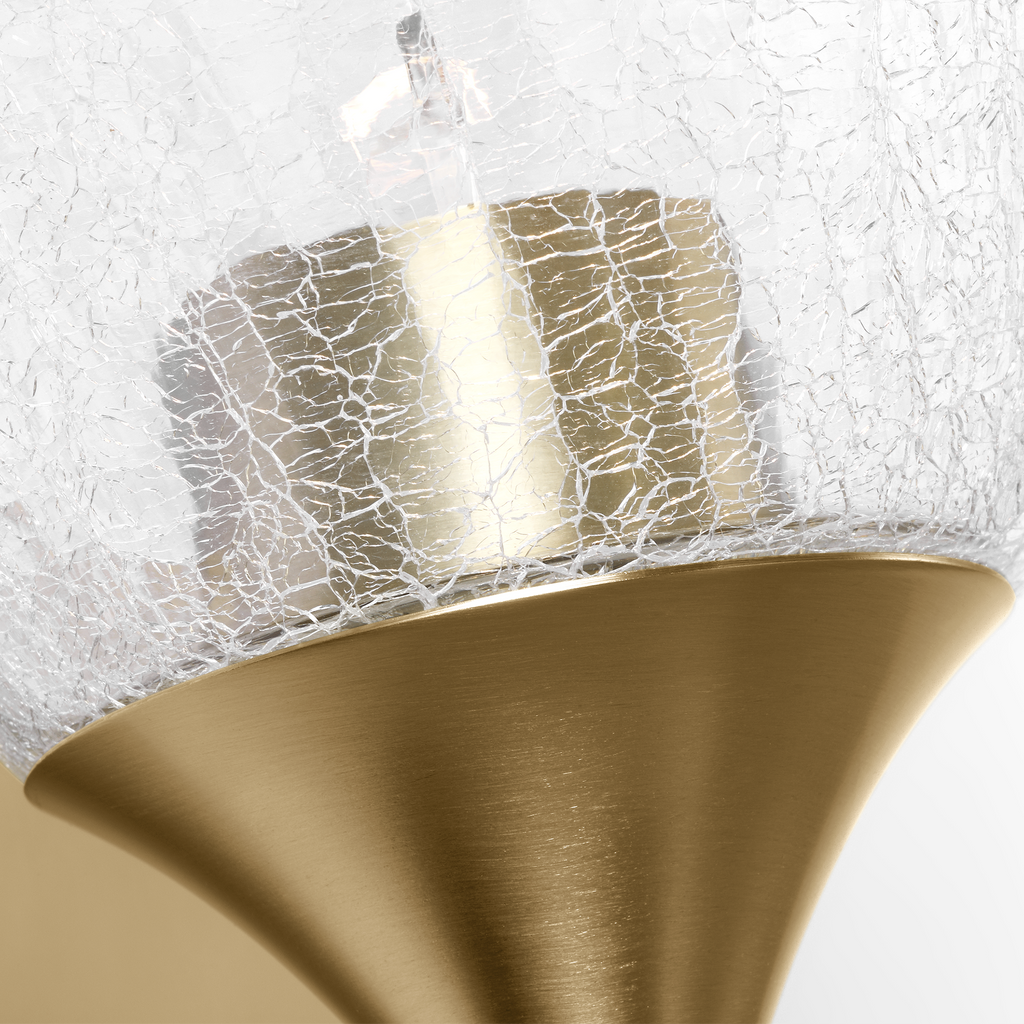 Toffino 1-Light Bath Sconce | Satin Brass | Clear Crackle Glass
