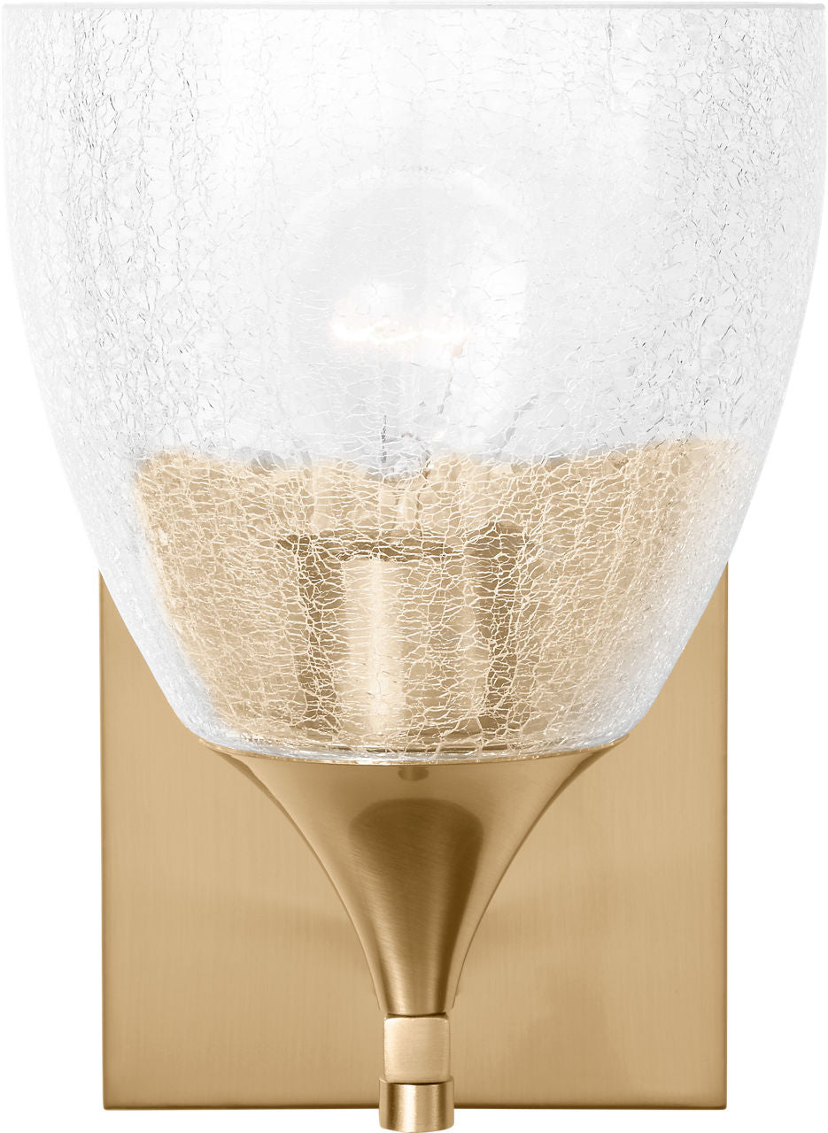 Toffino 1-Light Bath Sconce | Satin Brass | Clear Crackle Glass