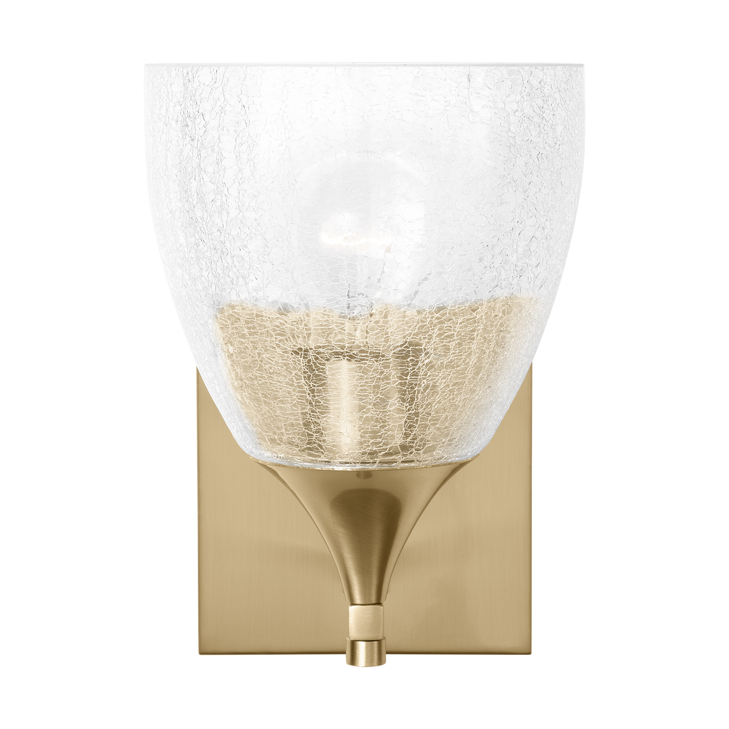 Toffino 1-Light Bath Sconce | Satin Brass | Clear Crackle Glass