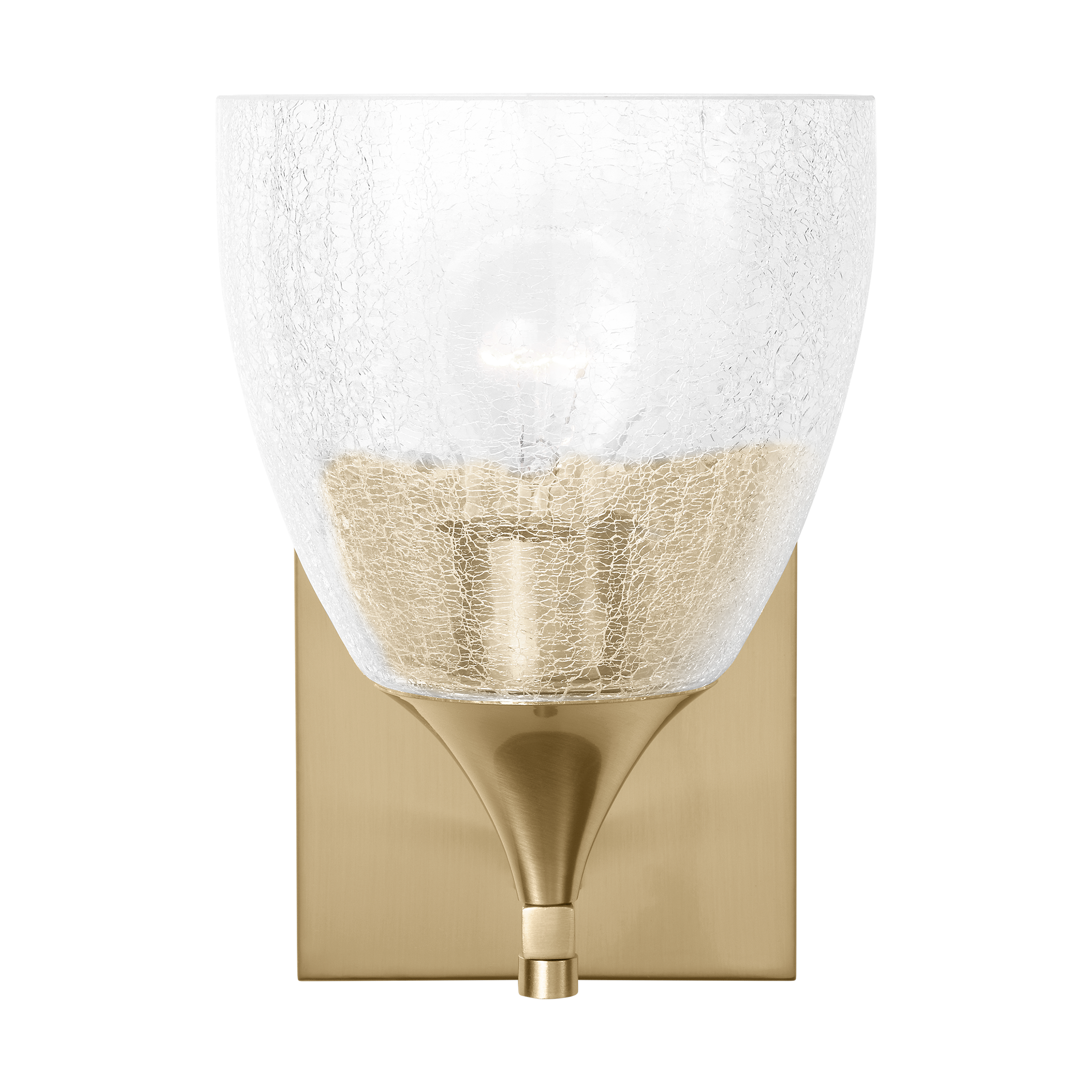 Toffino 1-Light Bath Sconce | Satin Brass | Clear Crackle Glass