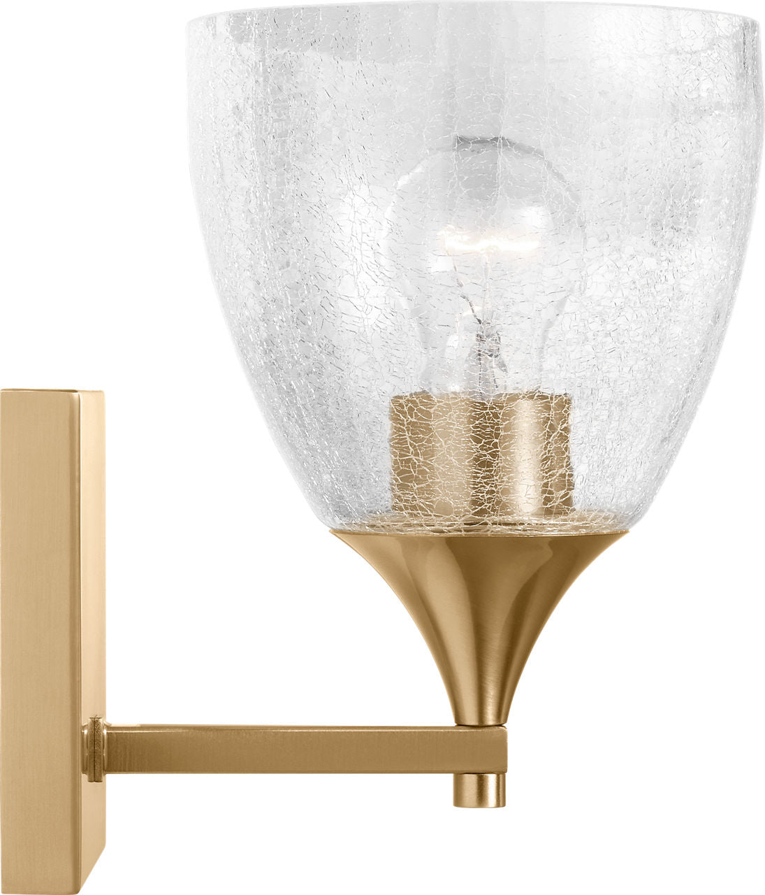 Toffino 1-Light Bath Sconce | Satin Brass | Clear Crackle Glass