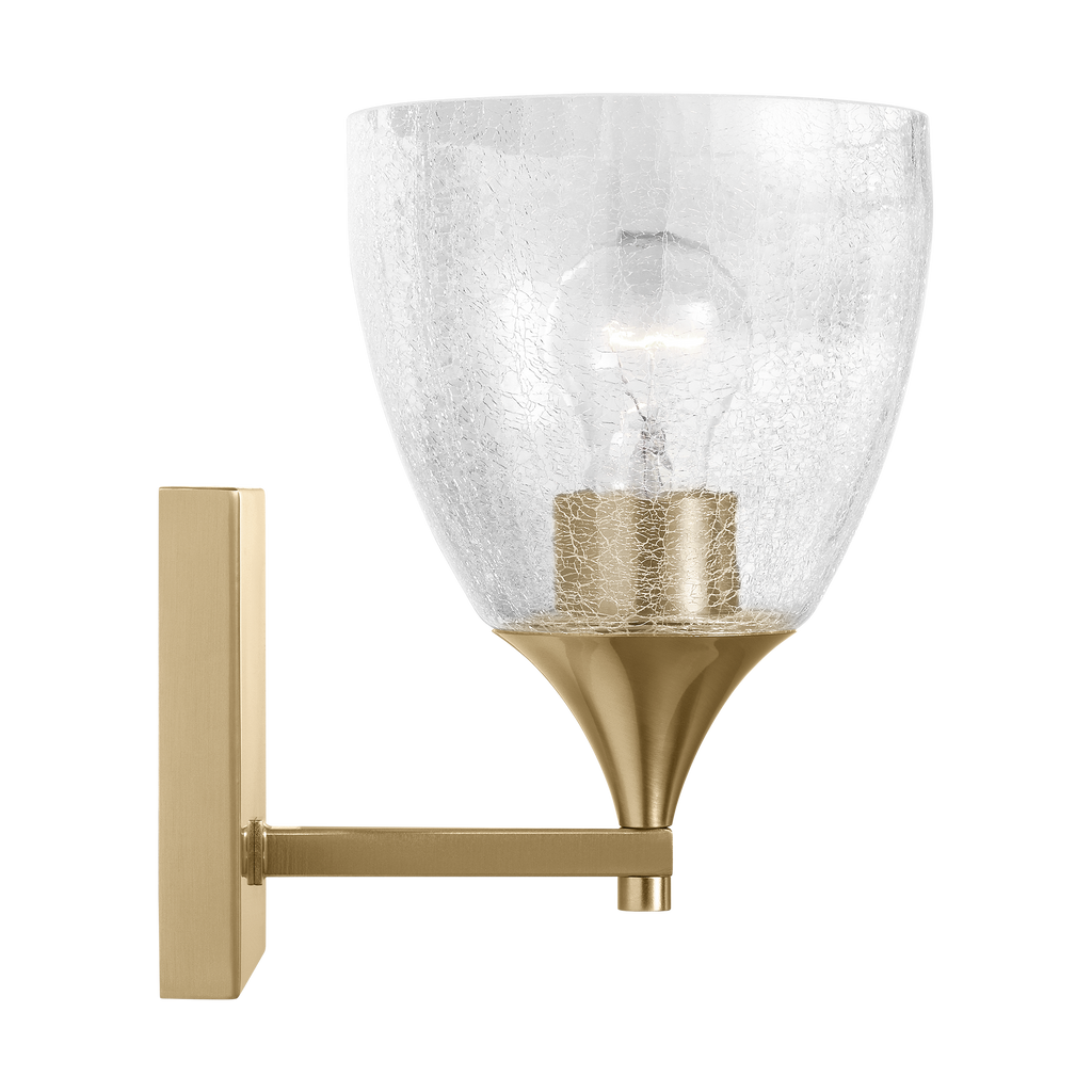 Toffino 1-Light Bath Sconce | Satin Brass | Clear Crackle Glass