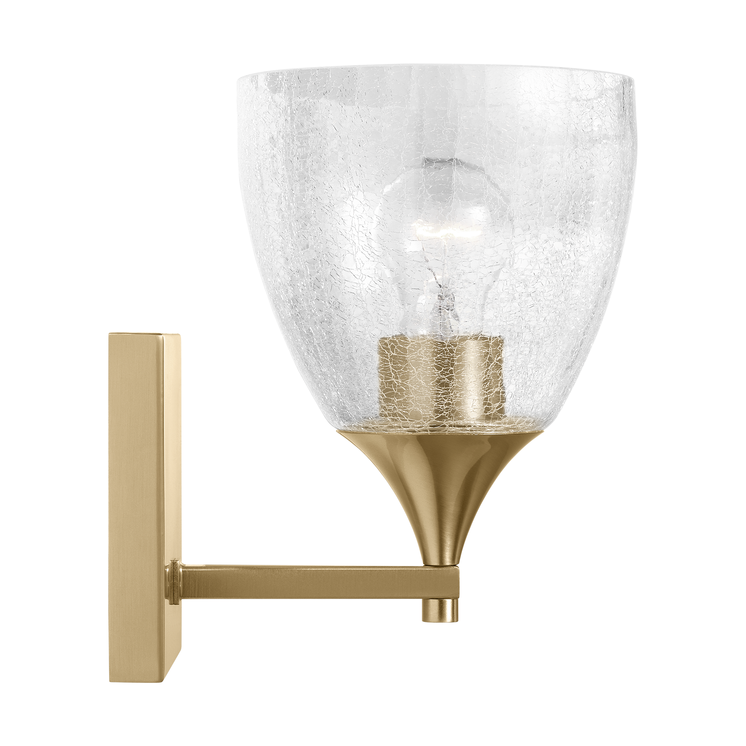 Toffino 1-Light Bath Sconce | Satin Brass | Clear Crackle Glass