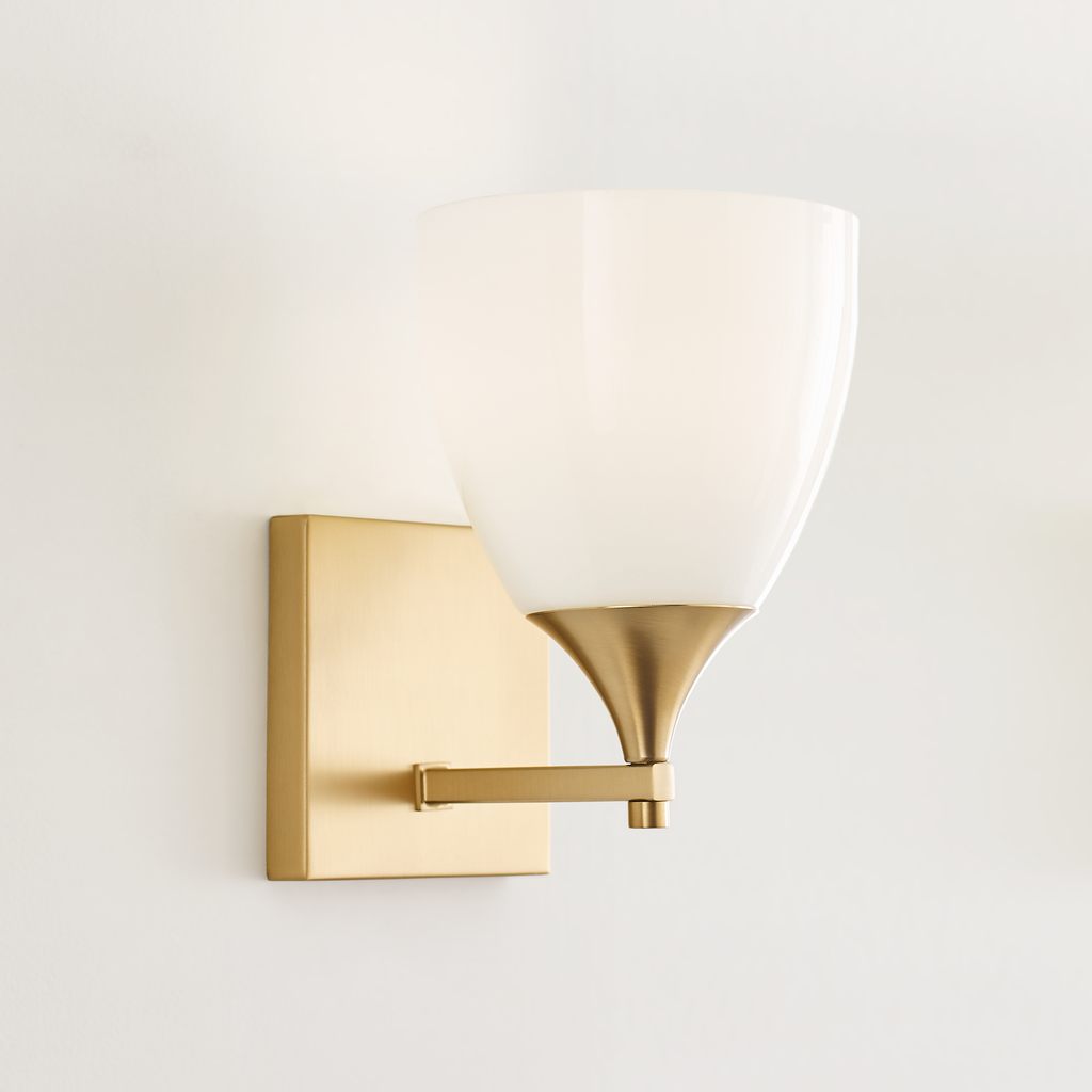 Toffino 1-Light Bath Sconce | Satin Brass | Milk Glass