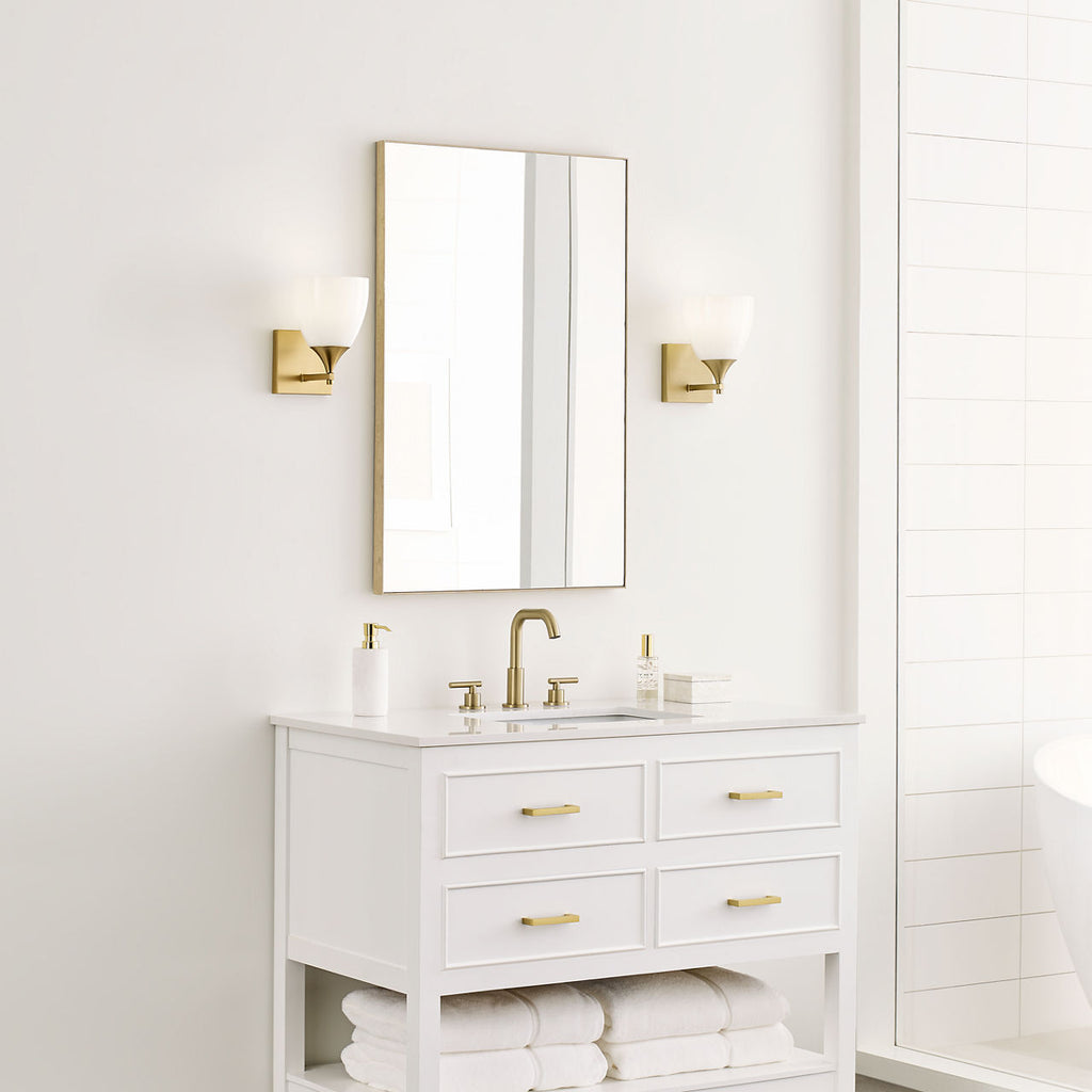 Toffino 1-Light Bath Sconce | Satin Brass | Milk Glass