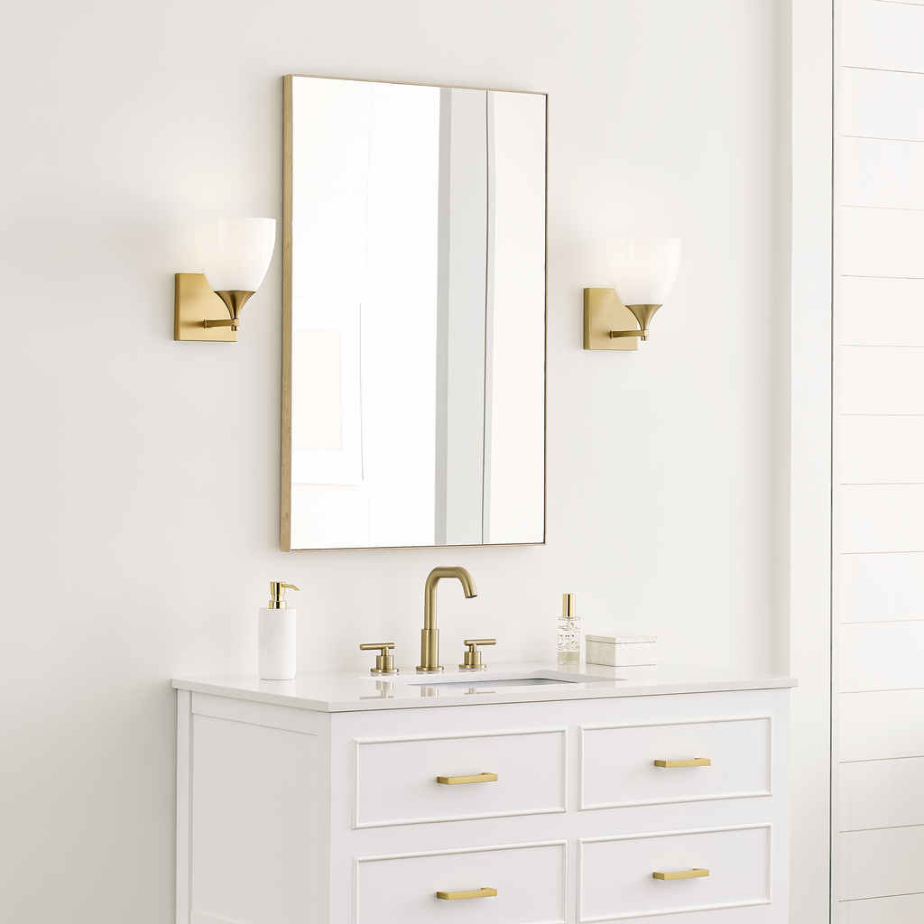 Toffino 1-Light Bath Sconce | Satin Brass | Milk Glass