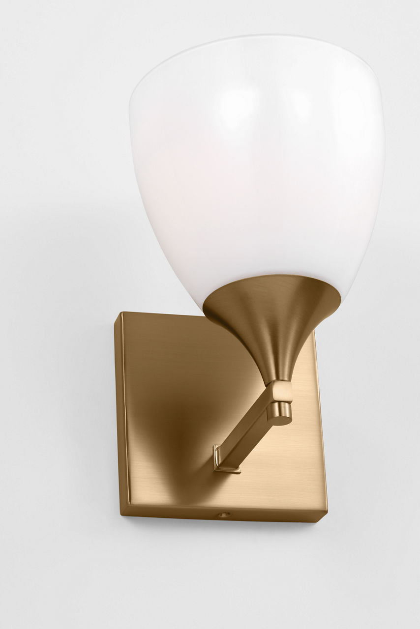 Toffino 1-Light Bath Sconce | Satin Brass | Milk Glass