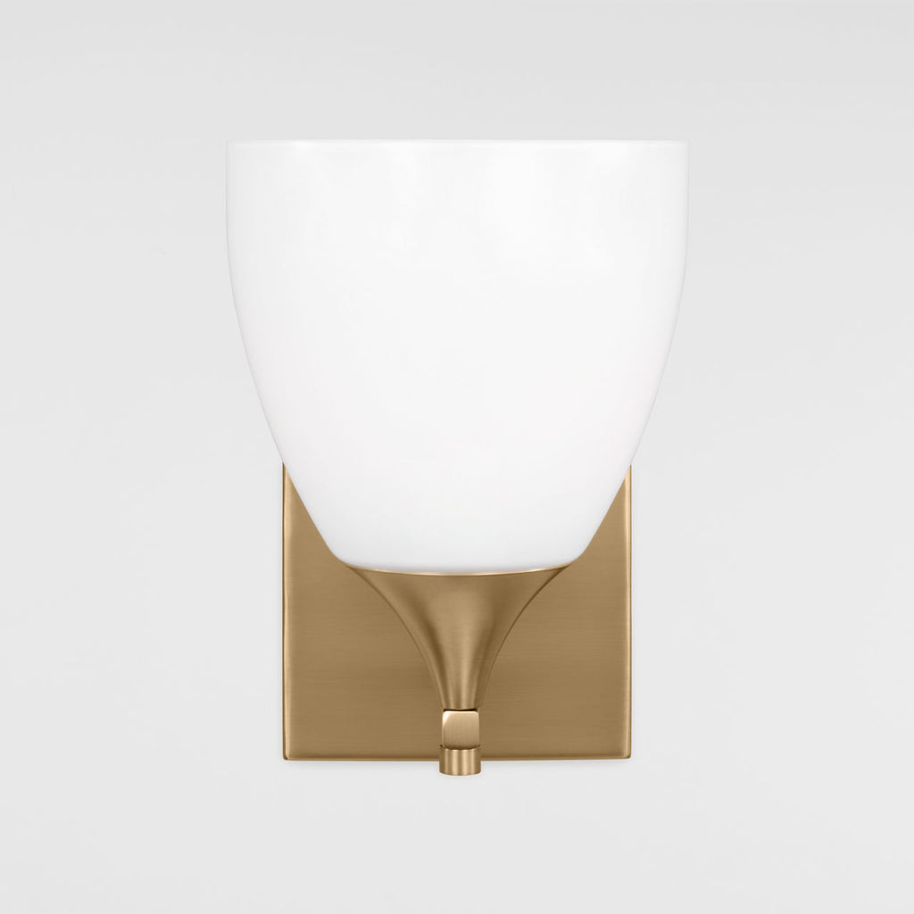 Toffino 1-Light Bath Sconce | Satin Brass | Milk Glass