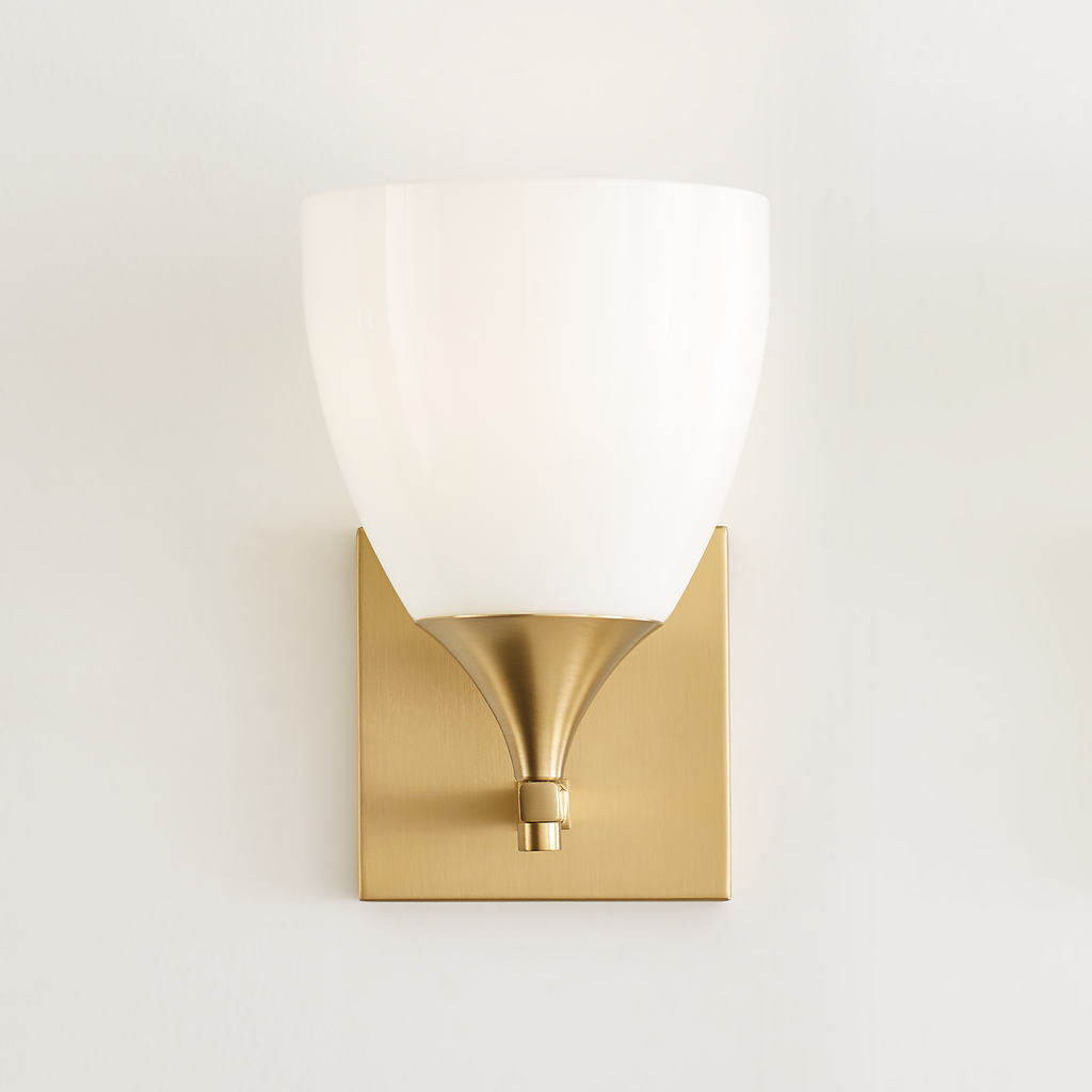 Toffino 1-Light Bath Sconce | Satin Brass | Milk Glass