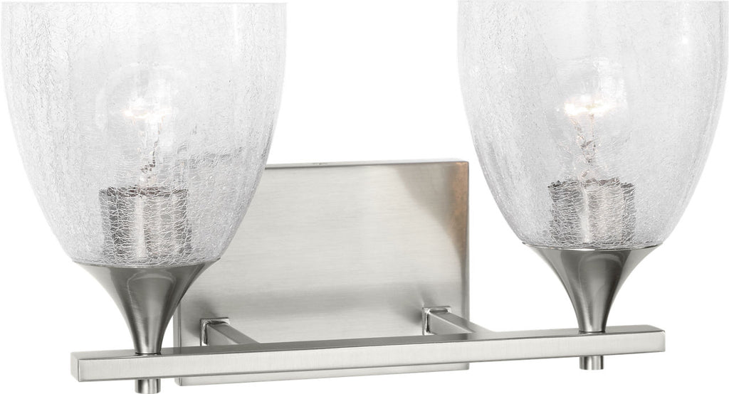 Toffino 2-Light Bath Sconce | Brushed Nickel | Clear Crackle Glass