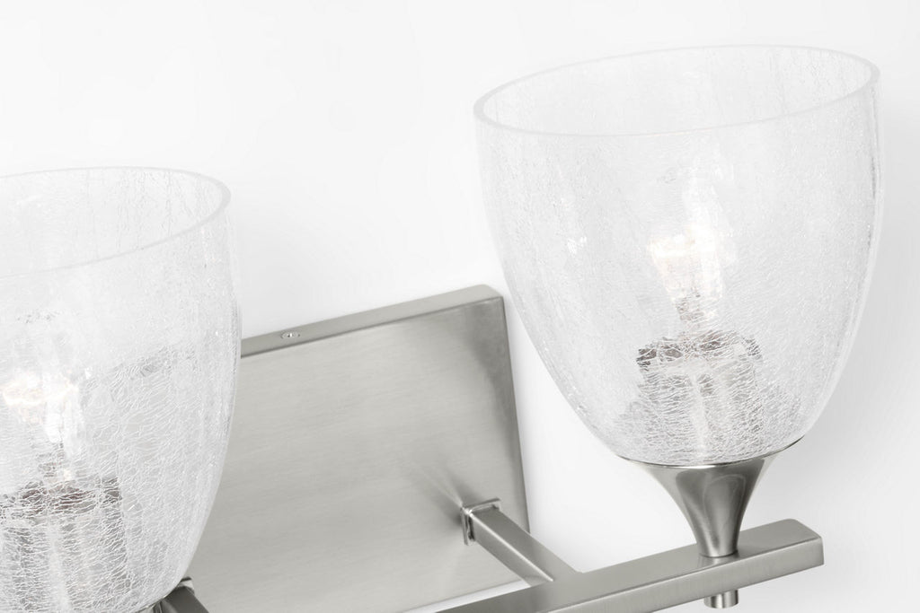 Toffino 2-Light Bath Sconce | Brushed Nickel | Clear Crackle Glass