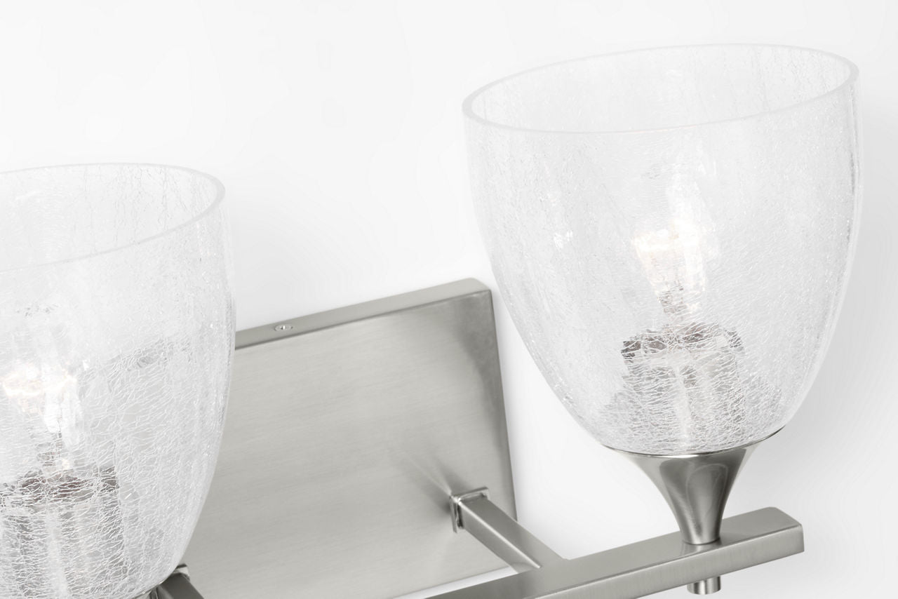 Toffino 2-Light Bath Sconce | Brushed Nickel | Clear Crackle Glass