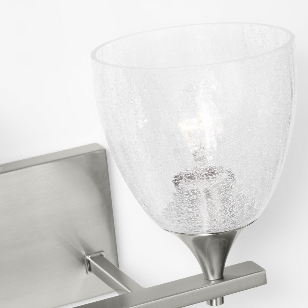 Toffino 2-Light Bath Sconce | Brushed Nickel | Clear Crackle Glass