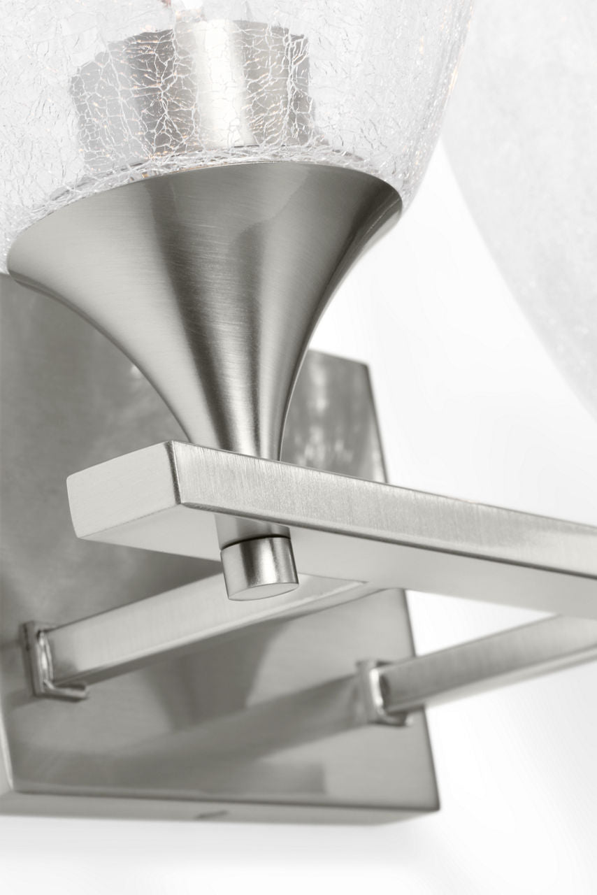 Toffino 2-Light Bath Sconce | Brushed Nickel | Clear Crackle Glass