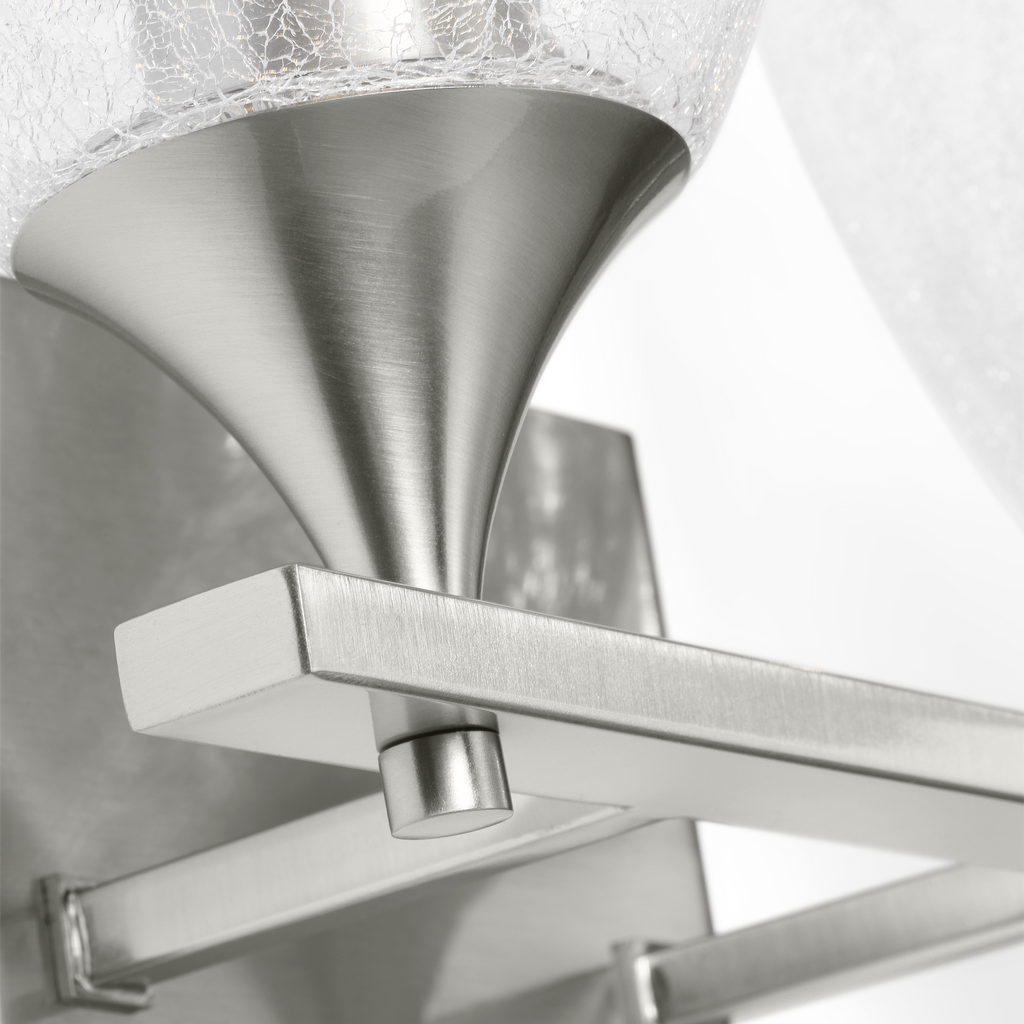 Toffino 2-Light Bath Sconce | Brushed Nickel | Clear Crackle Glass