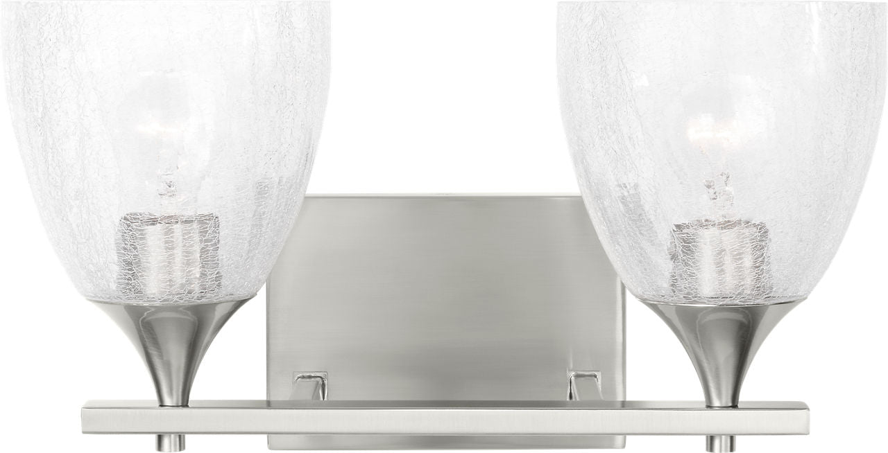 Toffino 2-Light Bath Sconce | Brushed Nickel | Clear Crackle Glass
