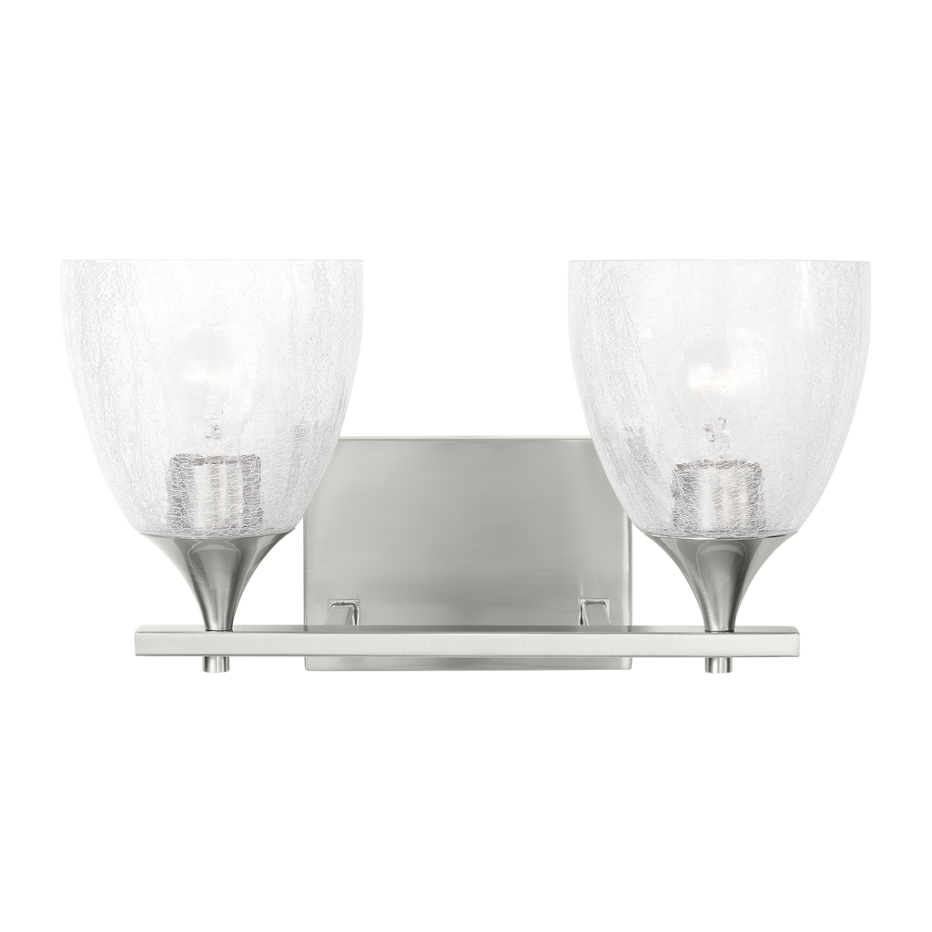 Toffino 2-Light Bath Sconce | Brushed Nickel | Clear Crackle Glass