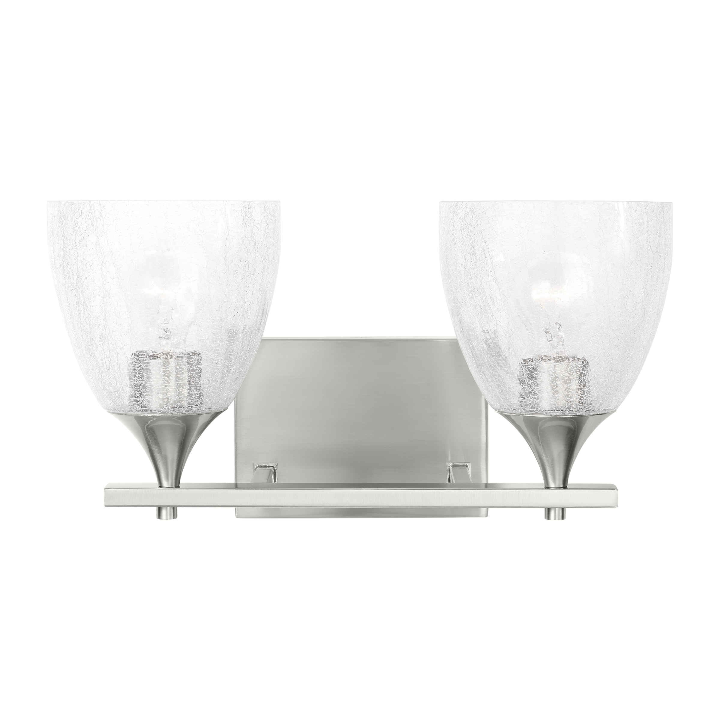 Toffino 2-Light Bath Sconce | Brushed Nickel | Clear Crackle Glass