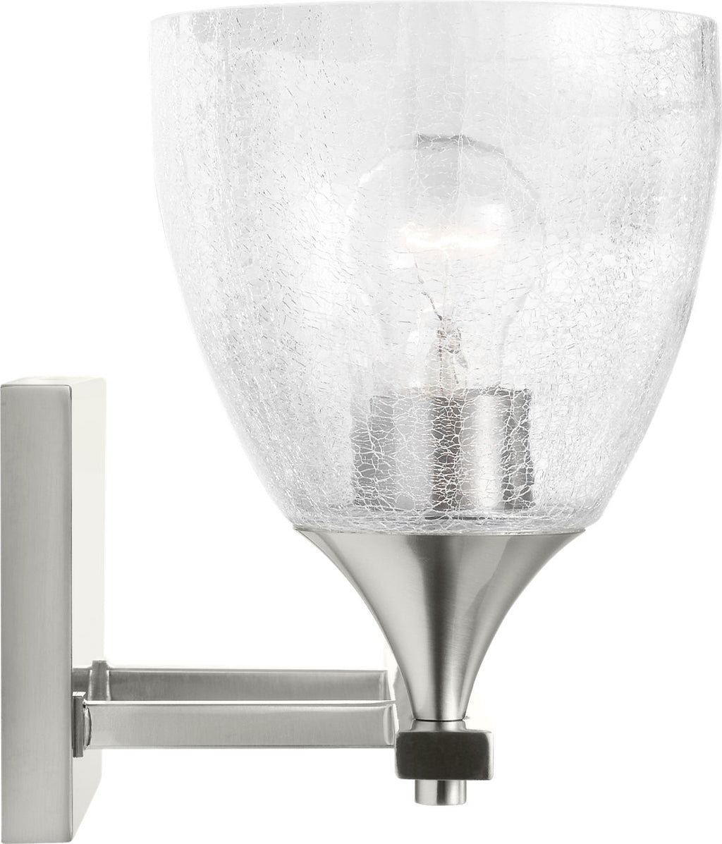 Toffino 2-Light Bath Sconce | Brushed Nickel | Clear Crackle Glass