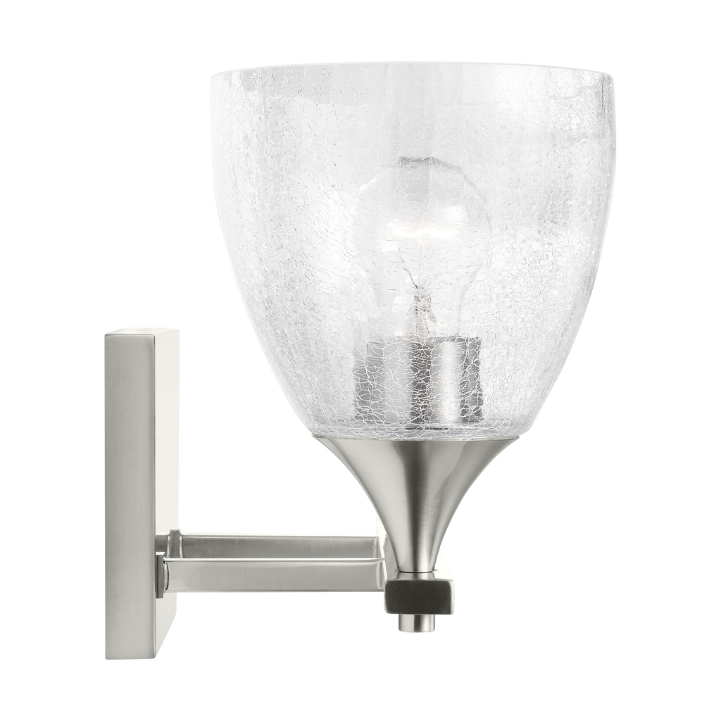 Toffino 2-Light Bath Sconce | Brushed Nickel | Clear Crackle Glass