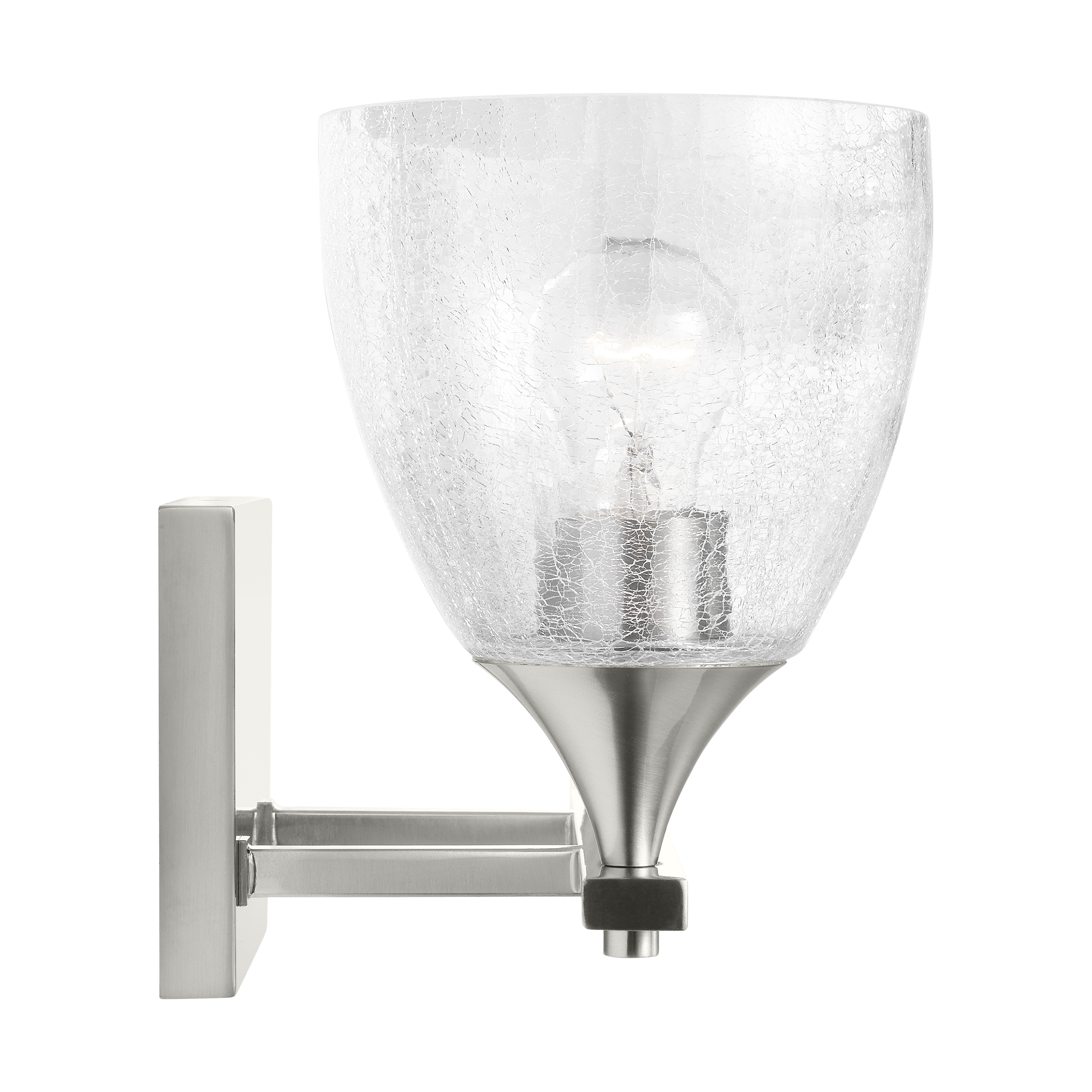 Toffino 2-Light Bath Sconce | Brushed Nickel | Clear Crackle Glass