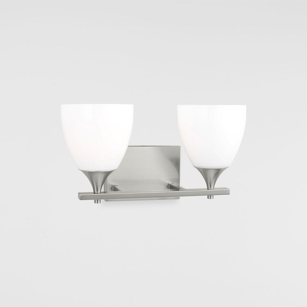 Toffino 2-Light Bath Sconce | Brushed Steel | Milk Glass