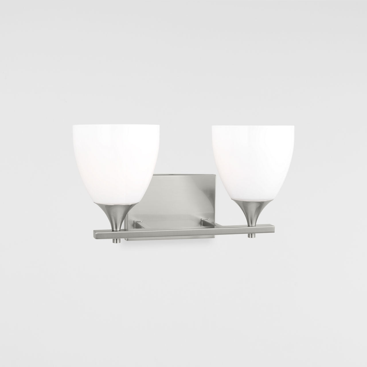 Toffino 2-Light Bath Sconce | Brushed Steel | Milk Glass