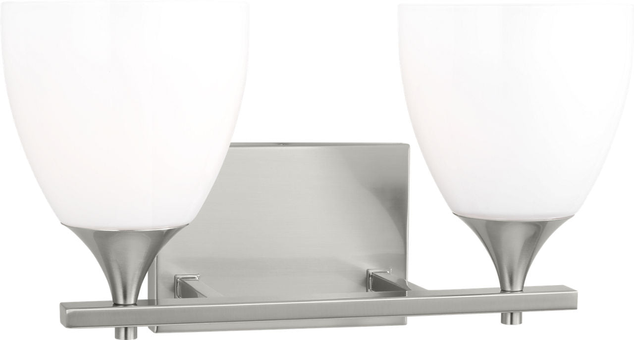 Toffino 2-Light Bath Sconce | Brushed Steel | Milk Glass
