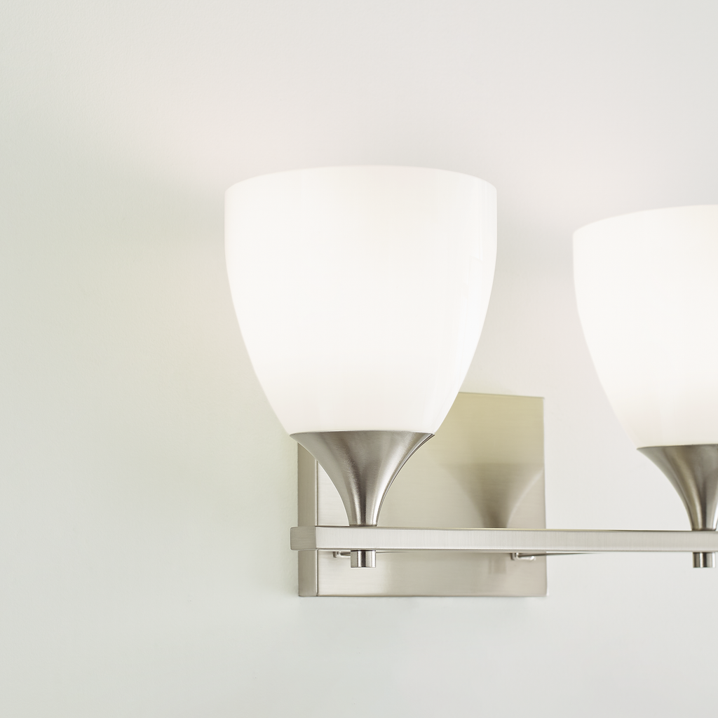Toffino 2-Light Bath Sconce | Brushed Steel | Milk Glass