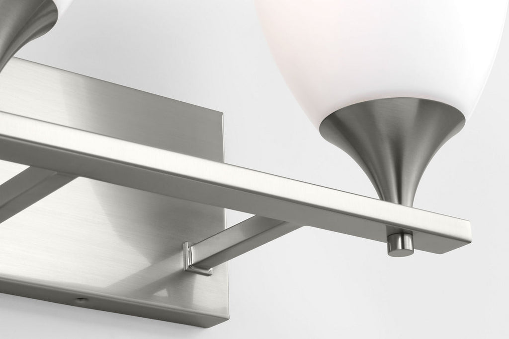 Toffino 2-Light Bath Sconce | Brushed Steel | Milk Glass