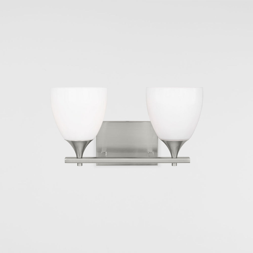 Toffino 2-Light Bath Sconce | Brushed Steel | Milk Glass