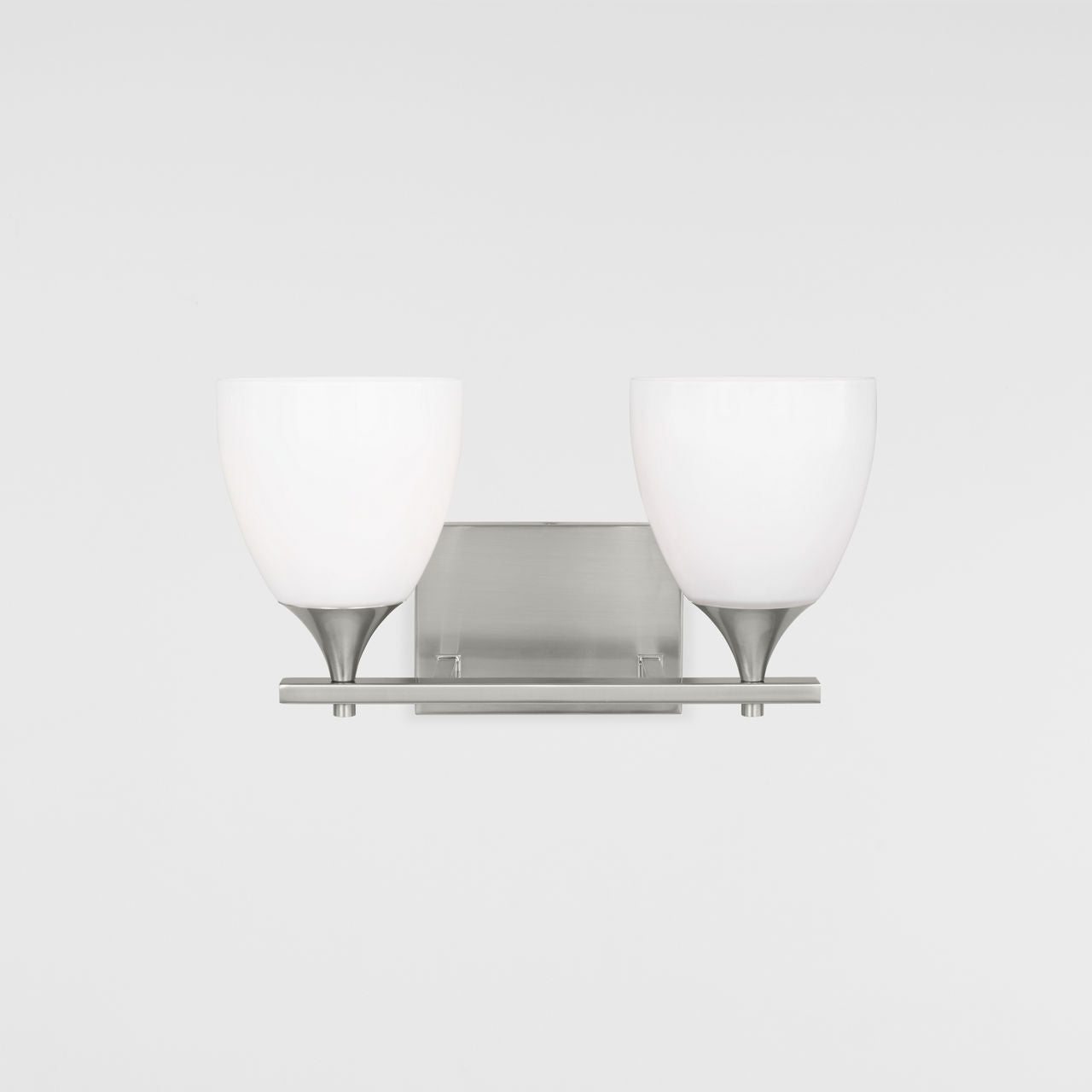 Toffino 2-Light Bath Sconce | Brushed Steel | Milk Glass