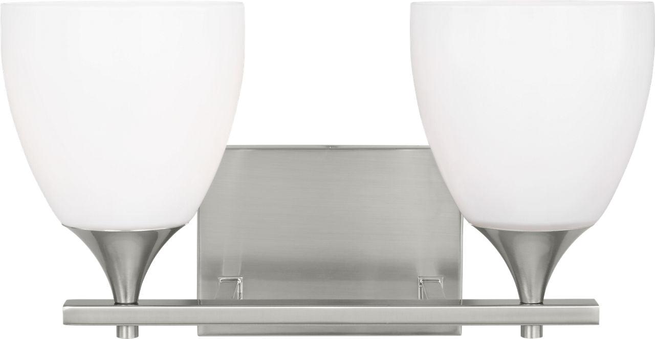 Toffino 2-Light Bath Sconce | Brushed Steel | Milk Glass