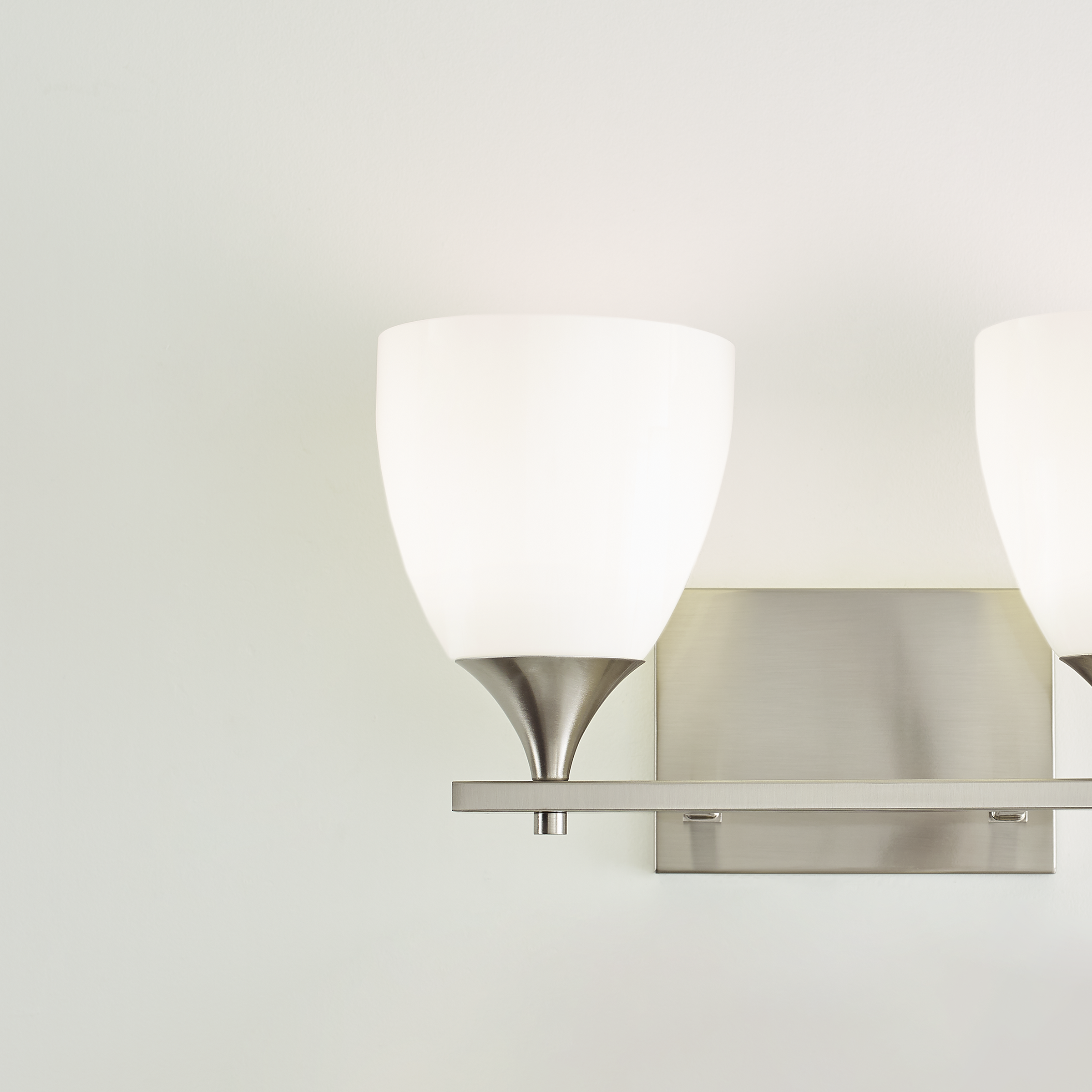 Toffino 2-Light Bath Sconce | Brushed Steel | Milk Glass